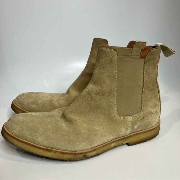 Common Projects tan cream suede leather Chelsea boot women size 41 luxury trendy - Picture 4 of 9
